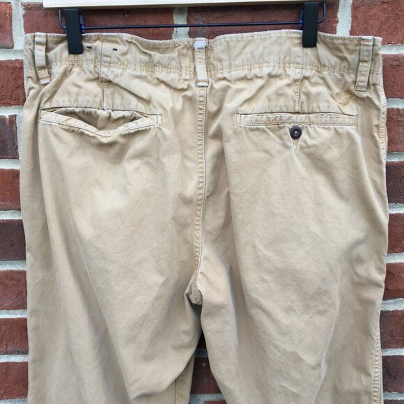 American Eagle Pants Mens Sz 34 Tan Relaxed Straight Fit Lightly Distressed - Picture 4 of 12
